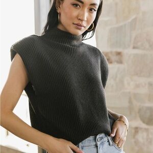 Bohme KIPPA SHOULDER PAD SWEATER IN CHARCOAL